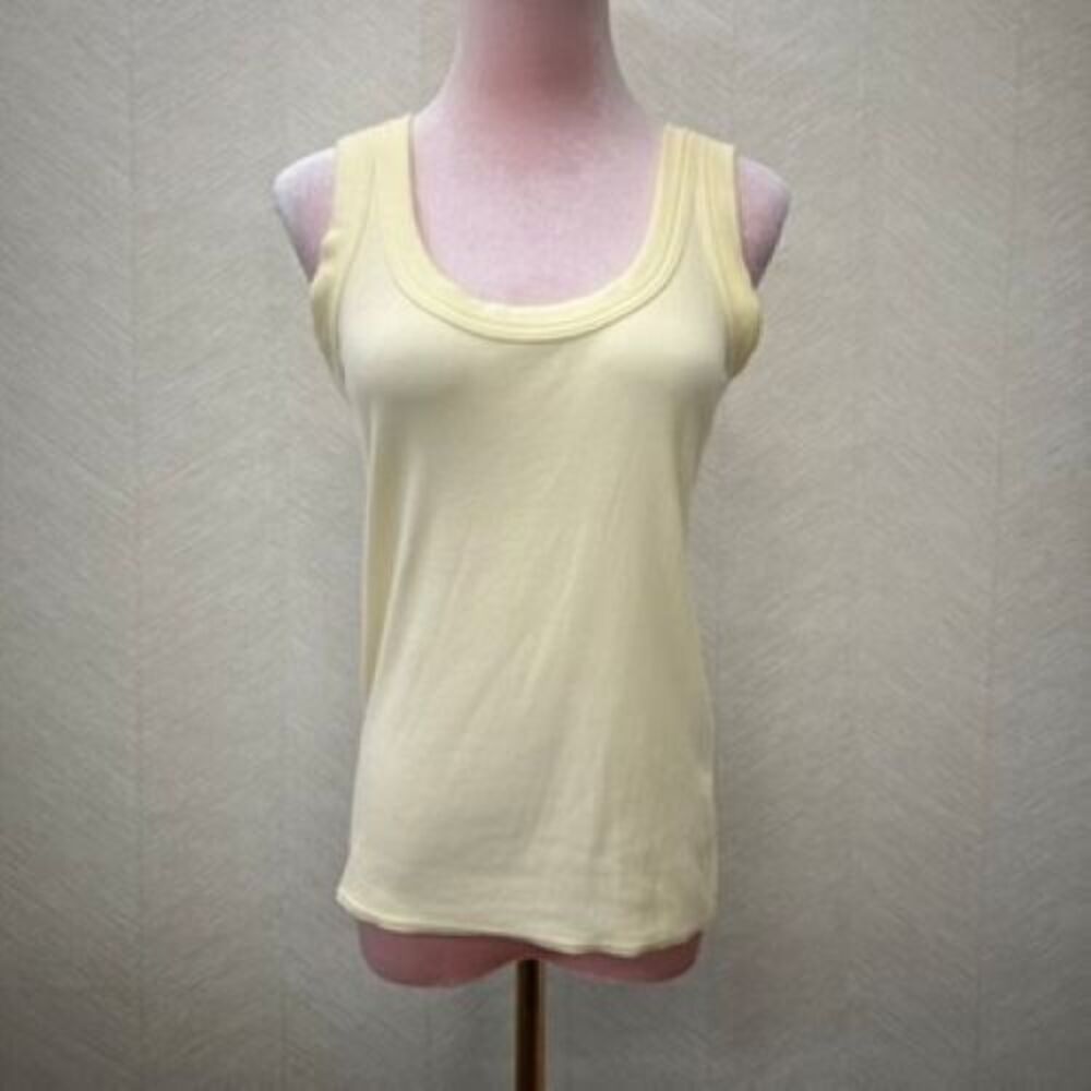 Banana Republic Wide Strap Ribbed Scoop Neck Vanilla Custard Tank Top Womens S